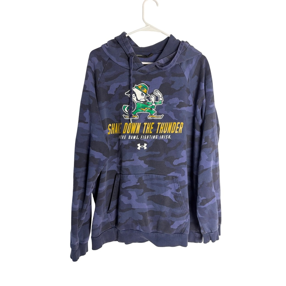 Under Armour Notre Dame Fighting Irish Blue Camo Hoodie XL Shake Down Thunder